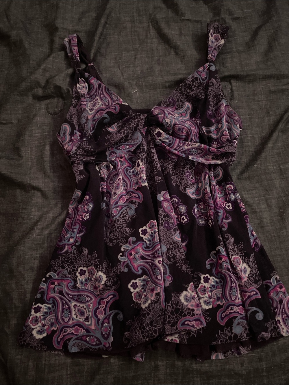 Women's Purple Paisley V-Neck Tank Top